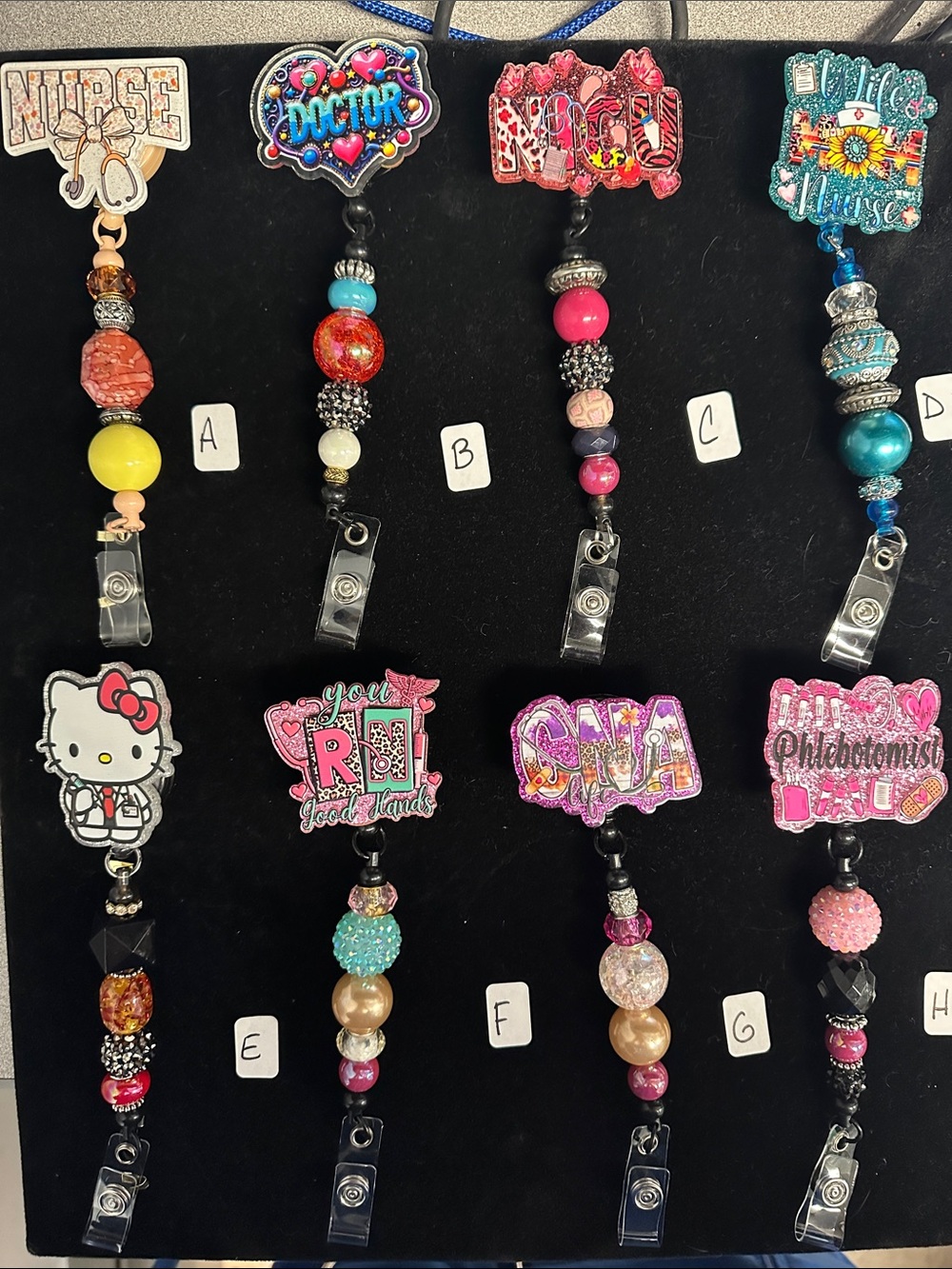 Beautiful decorative handmade Beaded Badge Reels (3) Sold individually